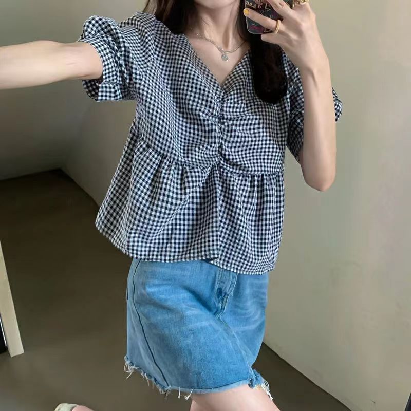 Summer Korean Plaid Loose Shir - Korean Lifestyle review and price