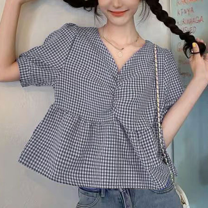 Summer Korean Plaid Loose Shir - Korean Lifestyle review and price