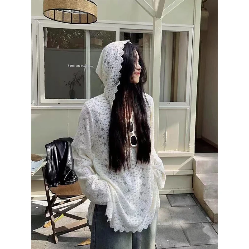 Y2K Lace Hooded Shirts Women S - Korean Lifestyle review and price